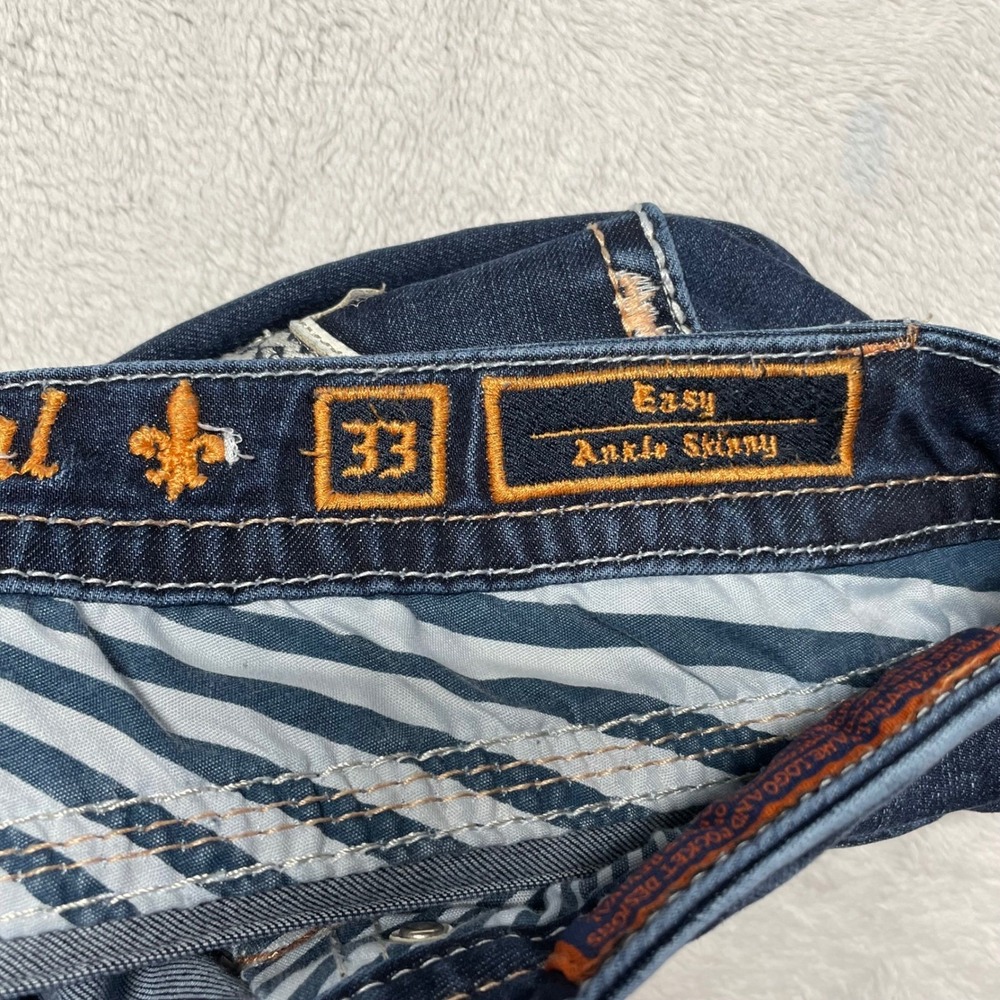 Rock Revival Easy Ankle Skinny Jeans Womens 33 Blue Contrast Stitch Y2K - Picture 2 of 14